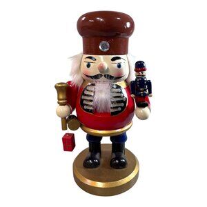 10" Vintage Wooden Nutcracker Toy Soldier Figurine With Gifts Toys Miniature